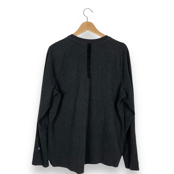 Lululemon At Ease Crew Sweatshirt Pullover Heathered Black Gray Mens L Textured - Picture 12 of 13